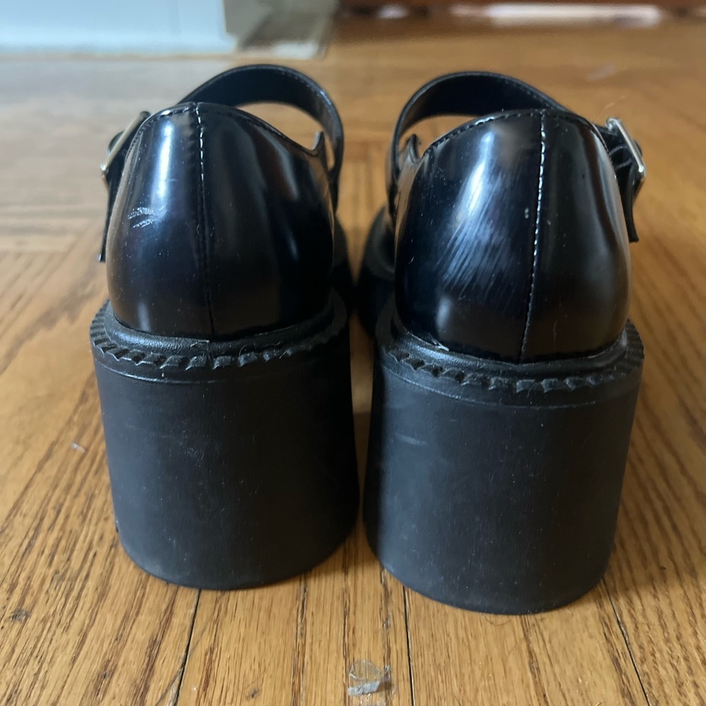 Madden Girl Shiny Black Platform Loafers - Picture 6 of 8